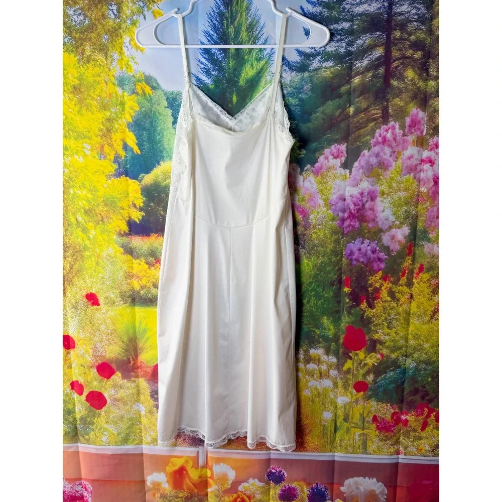 Sears Vintage Lace Trim Full Slip Dress White Size 34 Average